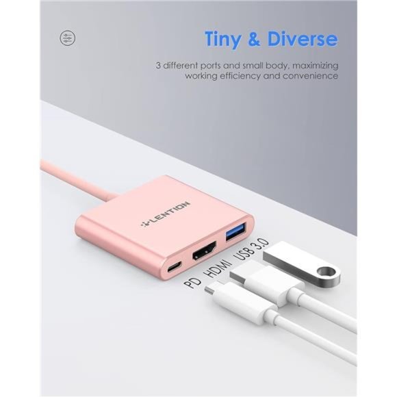 3-in-1 USB C Hub with 100W Power Delivery,USB 3.0 &4K HDMI for 2023-2016 MacBook - Picture 5 of 6